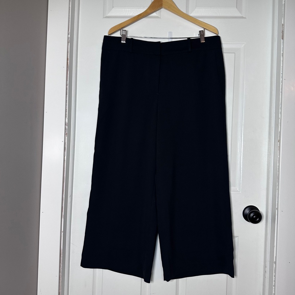 Ann Taylor‎ Factory Black Wide Leg Cropped Pants Trousers Womens 14 Workwear